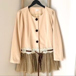 Altar’d State Pea Coat Ruffle Overlay, Crochet M